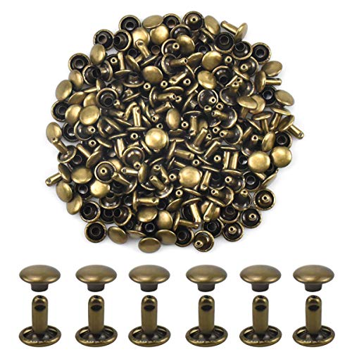 100 Piezas de Remaches para Cuero, Remaches de Doble Cara en Bronce, Studs de Metal Tubulares para Bricolaje, Artesanía de Cuero, Bolsas, Zapatos, Decoración y Reparaciones, 8 × 8 mm