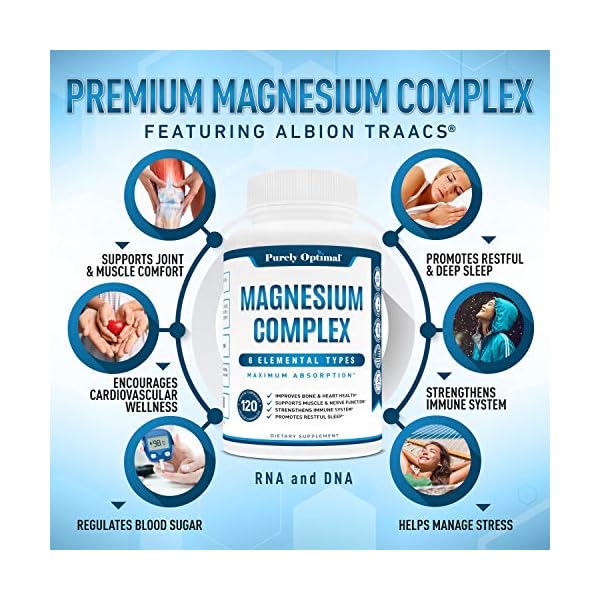 Premium-Magnesium-Complex-Magnesium-Citrate-Malate-Taurate-Oxide-Aspartate-Bisglycinate-Chelate-TRAACS-Max-Absorption-Magnesium-Supplement-for-Sleep-Leg-Cramps-Muscle-Relaxation-120-caps Purely Optimal Premium Magnesium Complex - Magnesium Citrate, Malate, Muscle Relaxation - 120 caps