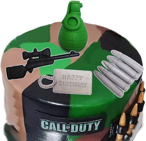 Miniatura 2 de Decoración para pastel de videojuego, granada, rifle de francotirador, bala, decoración de pastel