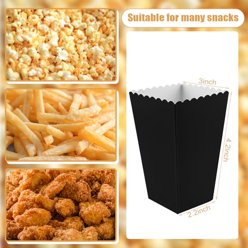 Image of 50 Pcs Black Popcorn Boxes Mini Paper Popcorn Box Cardboard Popcorn Container for Party Disposable Snack Candy Popcorn Bags Popcorn Holder for Movie Nights Birthday Wedding (Black)