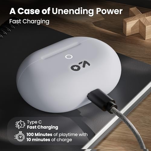 Image of GOBOULT W40 TWS with Zen Quad Mic ENC, 48Hr Playtime,13mm Large Drivers, 45ms Low Latency Gaming, 5.3v Bluetooth Calling, Fast Charging, Health Monitoring (Ivory White)