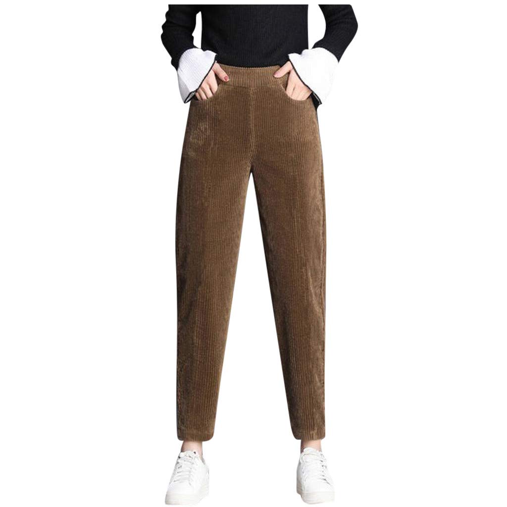 Cordhose Damen Casual High Waist Tapered Hose Baumw Produktbild-Vorschau 7