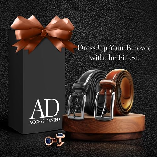 Image of Genuine Leather Dress Belts For Men - Mens Belt For Suits, Jeans, Uniform With Single Prong Buckle - Designed in the USA