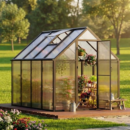 Richfire 6x8 ft Aluminum Greenhouse for Outdoors