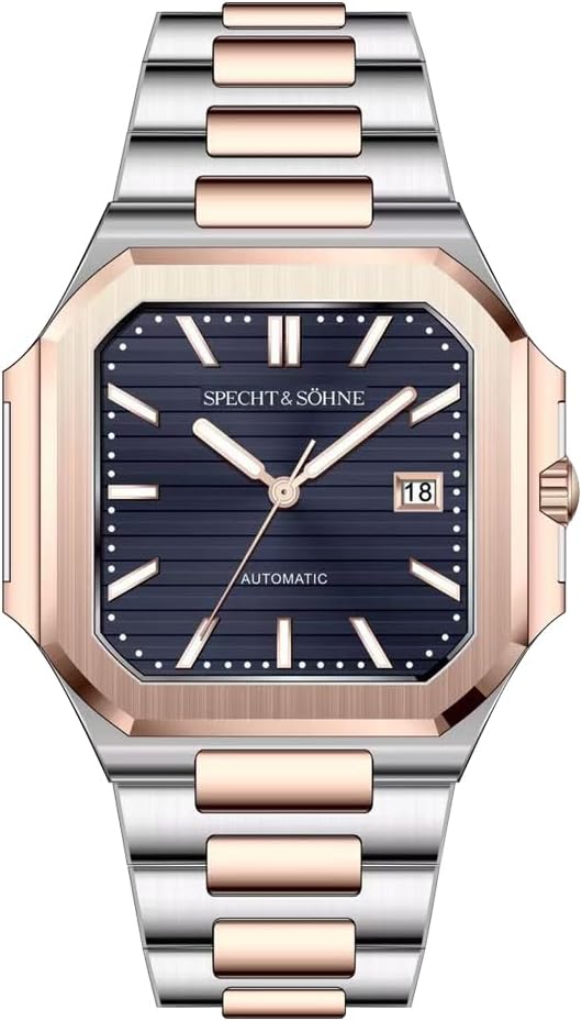 Specht & Söhne 41MM Square Cubic 5711 Men's Watch Mechanical Watches Rose Gold Stainless Steel Sapphire Crystal Waterproof