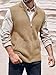 Ryannology Mens Full Zip Up Sweater Vest Knitted Cardigan Slim Fit Casual Warm Sleeveless Outerwear with 2 Pockets Khaki