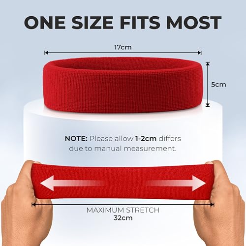 Image of Nivia Headband for Men & Women, Moisture Wicking, for Gym & Fitness, Cotton Headband for Sports - Red