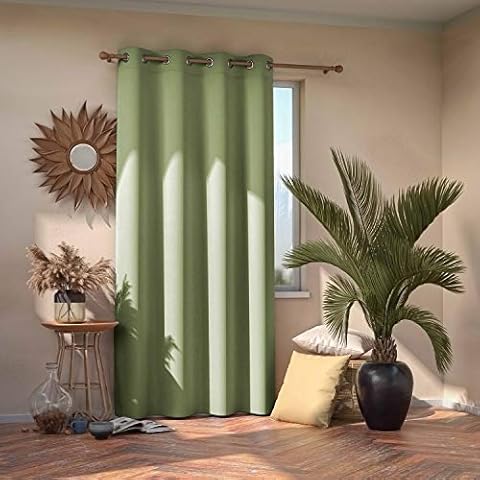 AmeliaHome Blackout Curtain 140 x 245 cm Pistachio Green 1 Piece Eyelet Curtain Opaque Window Decoration Decorative Curtain Blackout Cover