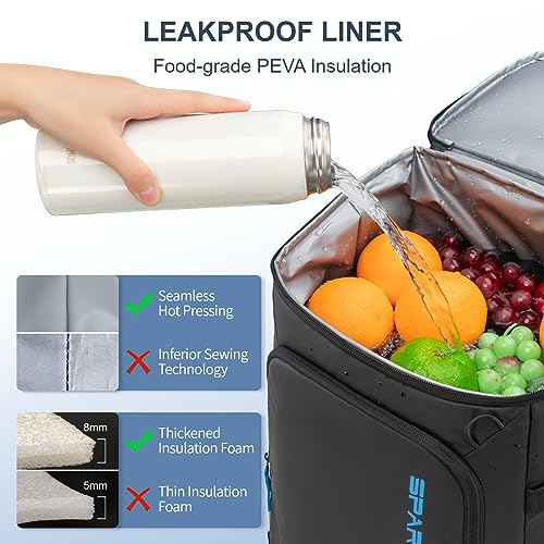 Image of SPARTER Backpack Cooler Insulated Leak Proof 33 /49 Cans, 2 Insulated Compartments Thermal Bag, Portable Lightweight Beach Travel Camping Lunch Backpack for Men and Women