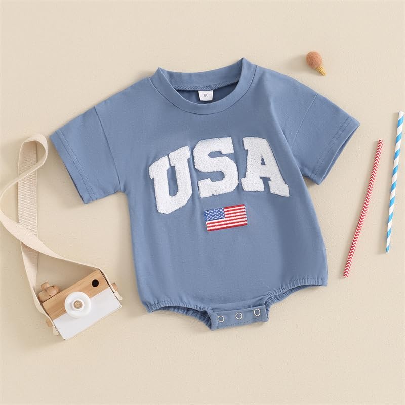 Newborn 4th of July Outfit Boy Girl Baby USA Romper American Flag Bodysuit Shirt Infant Fourth of July Clothes - Image 2