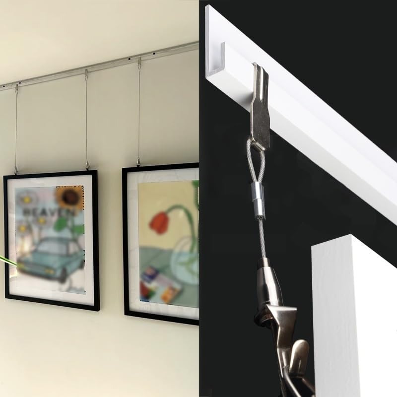 Kit de suspension de tableau : rail réglable et fil de décoration murale