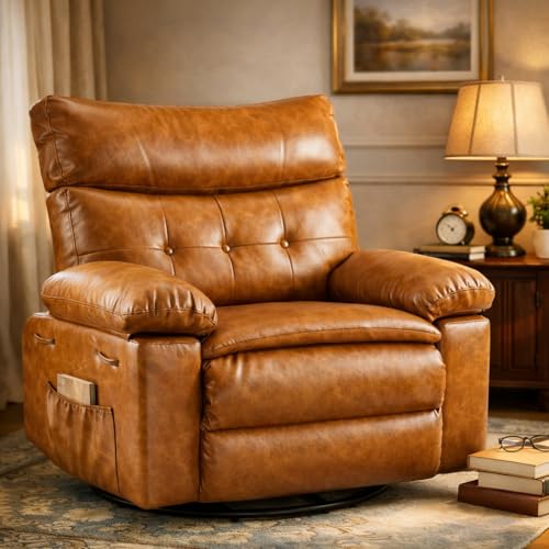 Oversized Recliner Chair Manual Recliner Pu Leather Recliner Chair for Adults Wide Seat Recliner 22...