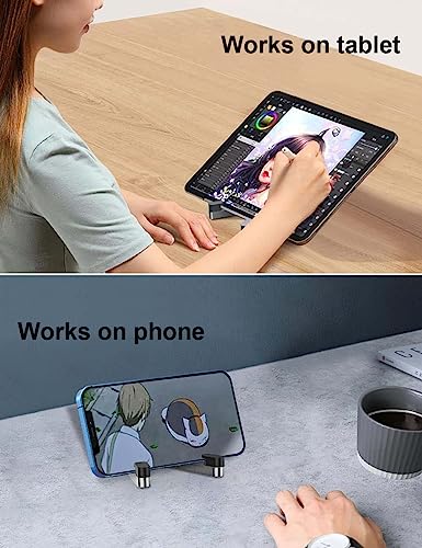 Image of URBAN KINGS Cell Phone Stand for Desk - Foldable & Portable iPhone Holder Compatible With All Mobile Phones, iPad Mini, Tablets 4-10.5 inch (Black) (Silver)