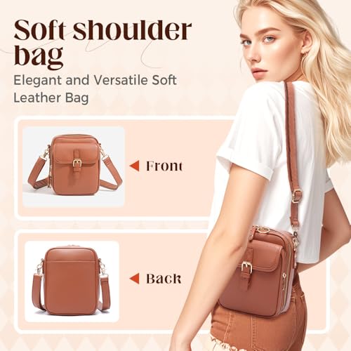 Crossbody Leather Bag, 2025 New Vintage Large Capacity Messenger Bag, Double Layer Leather Small Purse Crossbody Shoulder Bag3