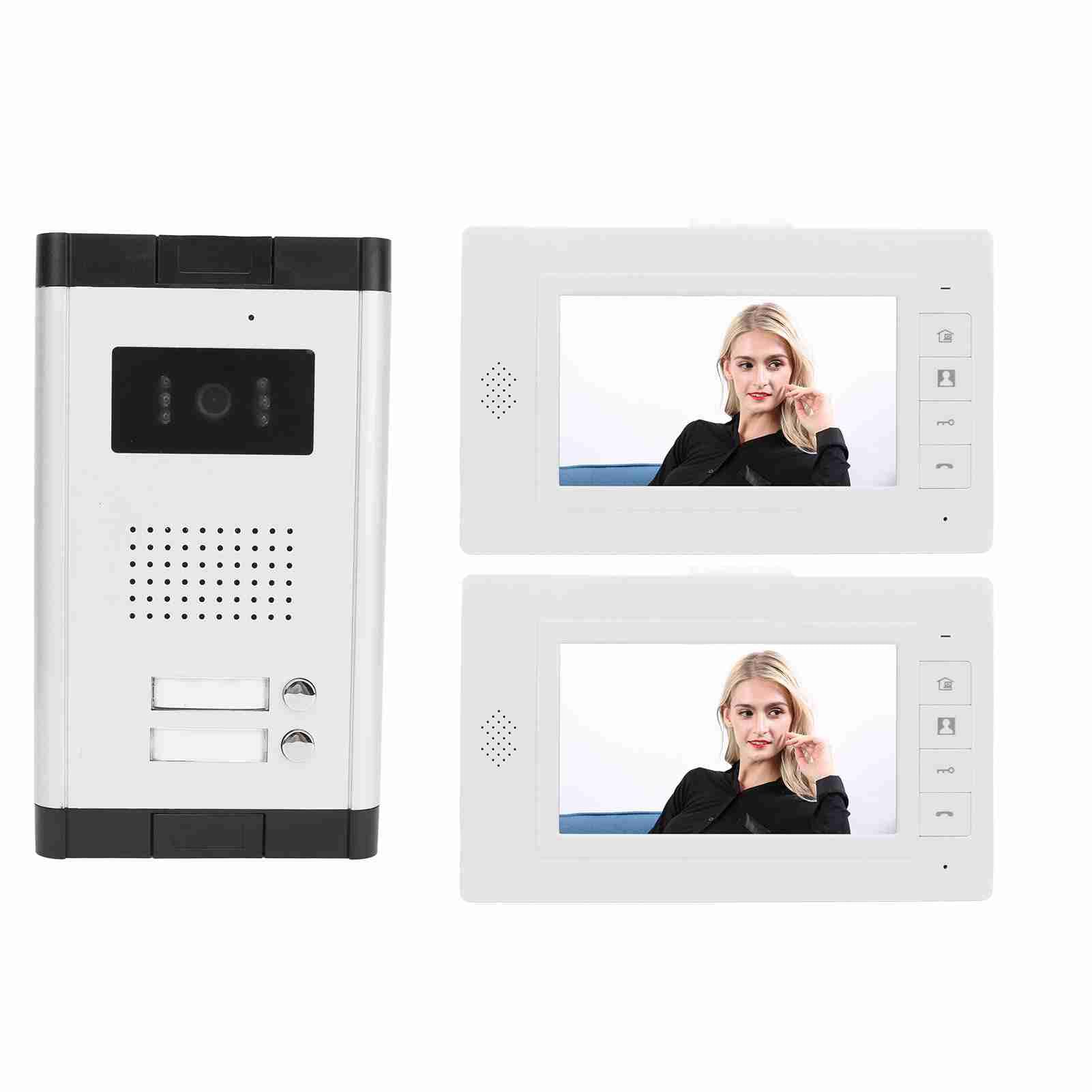 Videocitofono, Monitor TFT da 7 Pollici con Telecamera a Visione Notturna, Chiamata Bidirezionale, Sblocco Remoto, Campanello a Colori con Visione Notturna, (Spina europea da 100 a 240 V)