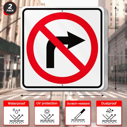 Panneau No Right avec trous pré-percés pour interdire les virages dangereux - 2