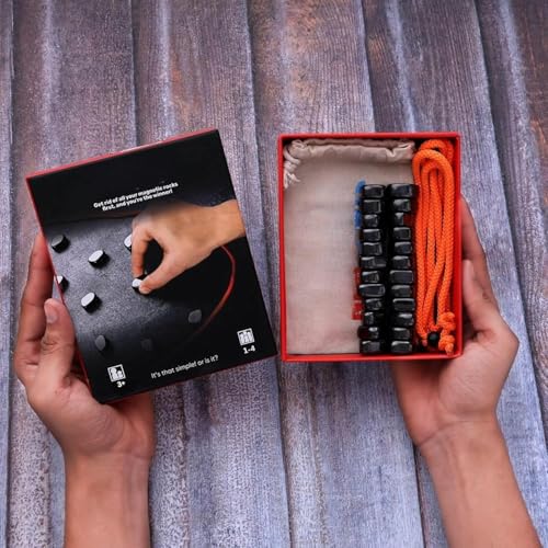 Image of Awestuffs Magnet Game with 20 Magnetic Stones, 2 Strings & a Portable Storage Bag, Magnet Chess with Stones, Gifts for Kids, Teens & Adults, 2-4 Players
