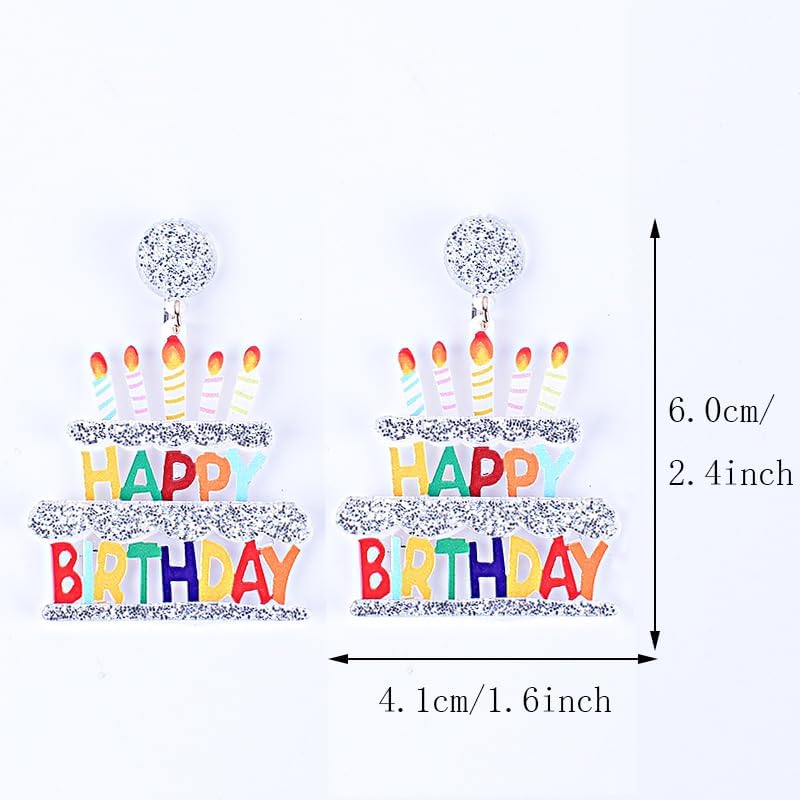 Birthday Earrings Beaded Glitter HAPPY BIRTHDAY Letter Colorful Happy Birthday Cake Drop Dangle Earrings Birthday Party Jewelry Gifts for Women - Image 2
