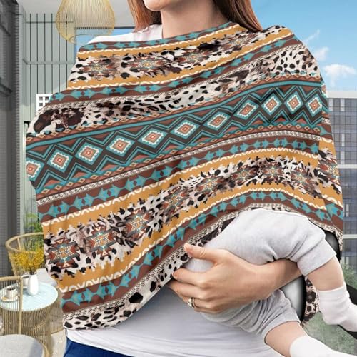 Image of Binienty Aztec Western Geometric Baby Car Sear Cover Canopies, Leopard Print Stroller Protector Cover,High Chair /Shopping Cart /Breastfeeding Cover
