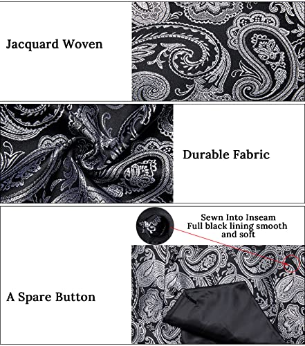 Image of DiBanGu Mens Paisley Vest Silk Sleeveless Suit Vest and Neck Tie Pocket Square Cufflinks Set for Wedding Formal