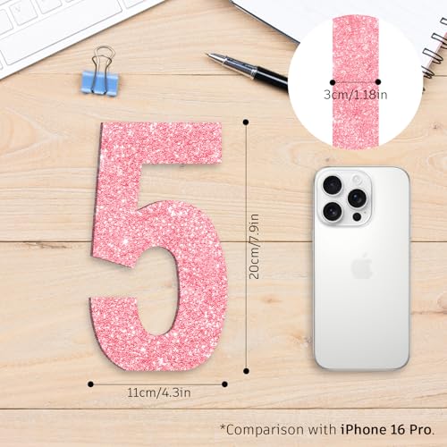Image of 7.8 IN Glitter Birthday Number Table Decoration Freestanding Party Centrepiece Sparkly Pink Number Ornament for Celebrations Reusable - 5