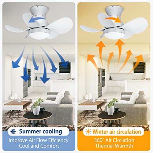 Regair Ceiling Fans With Lights, Dc Motor 22 Inch Flush Mount Ceiling Fans With Lights And Remote Control, Reversible Blades Small White Quiet Low Profile Ceiling Fan For Kitchen Bedroom Living Room #TOP3