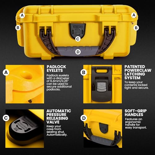 Image of NANUK 904 Empty Hard Case - IP67 Waterproof Protective Hard-Shell Case, Impact-Resistant & Dustproof Storage Case, Perfect for Travel, 10.2 inch x 7.9 inch x 4.5 inch, Made in Canada - Yellow