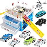 Geyiie Police Station Building Sets, DIY Police Station Building Set, Police Sets with Cop Car, Helicopter, City Car to Play and Practical Ability for Boy Girl Kids