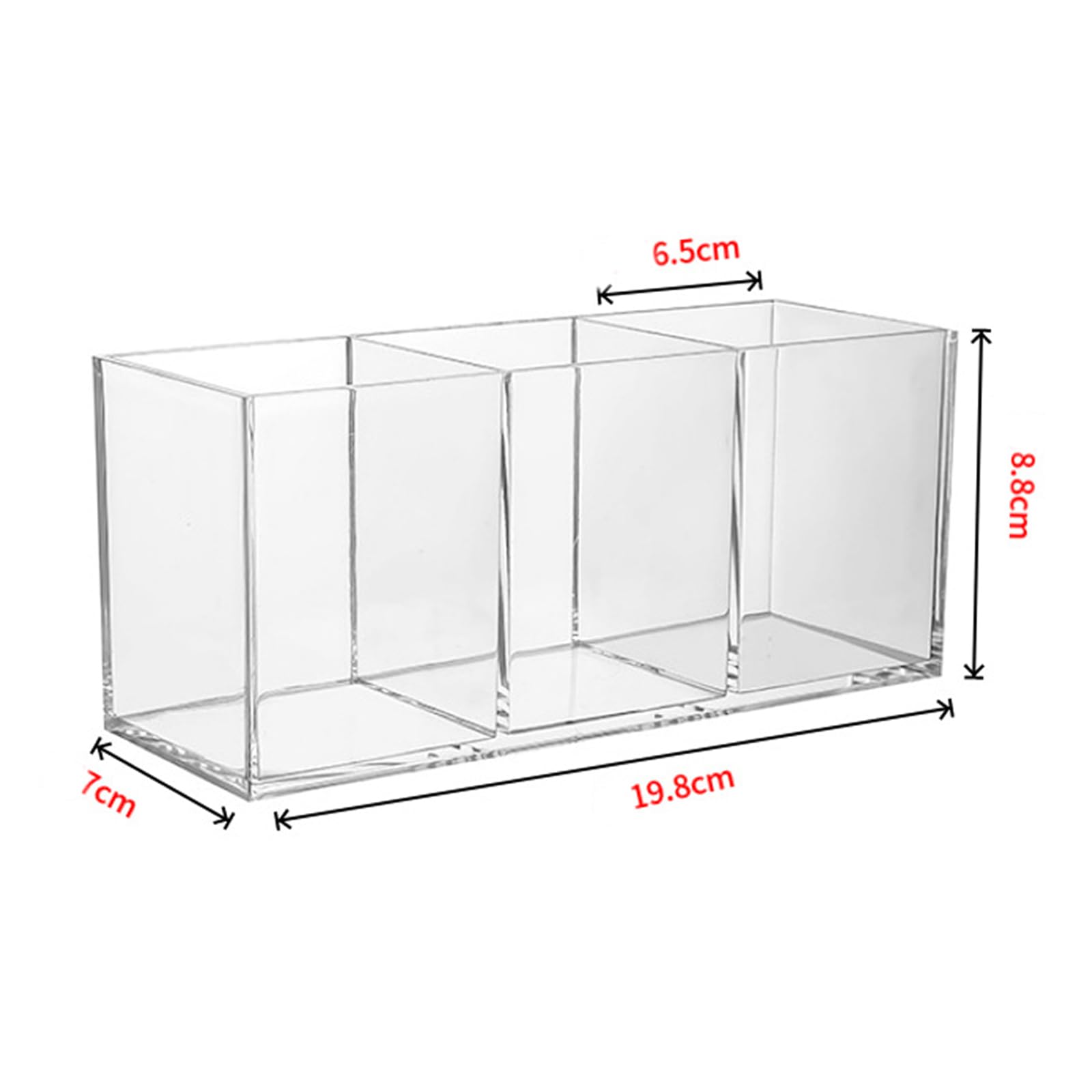Porte-pinceaux De Maquillage En Acrylique Transparent - 3 Compartiments - Organiseur Pour Salle De Bain Ou Chambre - 3
