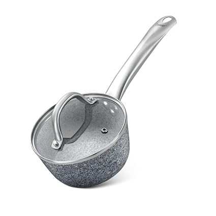 Prestige Aluminium Sauce pan with Lid, 1300ml (Black)