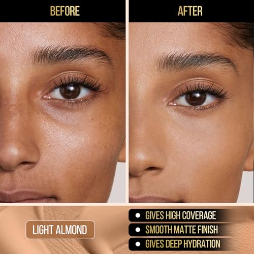 Image of Auric CoverMatte Flawless Finish Hydrating & Long Lasting Liquid Foundation (30ml) with Matte Finish & Optimum Coverage I Paraben Free I Light Almond