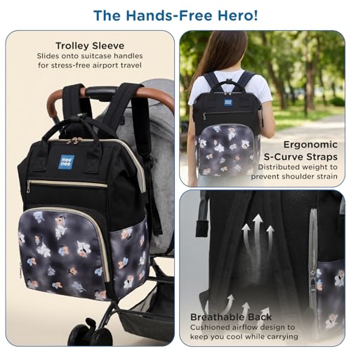 Image of Mee Mee Metro Luxe Mom Diaper Bag Backpack | Large Capacity Baby Bag with Multiple Pockets | Bottle Warmer Pocket | Changing Mat | Travel-Friendly & Stroller Straps | Waterproof & Stylish