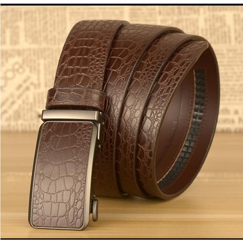 Mens Belt Ratchet, Cowboy Western Leather Belts for Men Square Alloy Buckle Crocodile Pattern Embossed Belt3