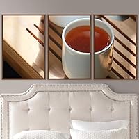 3 Piece Framed Canvas Wall Art Cup of Tea Canvas Prints Home Artwork Decoration for Living Room,Bedroom - 16