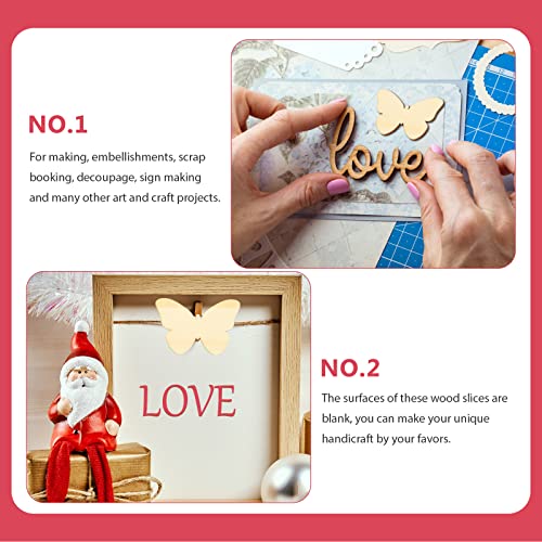 Tinksky 50Pcs Wooden Butterfly Shapes Craft Blank, Natural Unfinished Cutout Shape Wooden Butterfly, Christmas, Wedding, Guestbook, Decoupage Family Tree Decoration Valentine's Day Gift Diy #TOP5