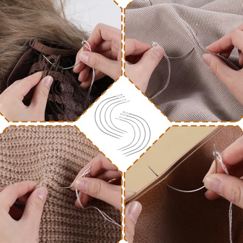Miniatura 6 de Jiyin Aguja De Coser Curva En Forma De C, Agujas De Cose Agujas De Cuero Aguja De Talabartero De Cuero Peluca C Curva Para Agujas De Coser Cuero Coser Telas Gruesas