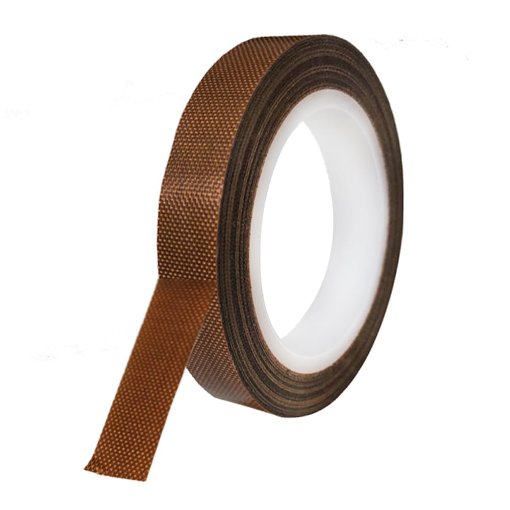 10mm x 10m PTFE Fabric Tape – High Temperature Adhesive Teflon Tape Heat Resistant to 300℃ for Welding, Sealing, Vacuum Bags, and Heat Sealer,Impulse Sealers