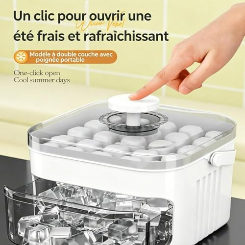 Mini machine à glaçons empilable, démoulage par simple pression et poignée cachée pratique - 2