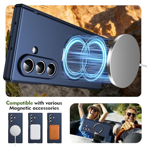 Coque Samsung Z Fold 7 antichoc avec protège-écran et béquille bleu