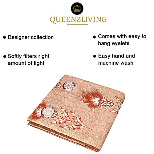 Image of Queenzliving Secret Linen Curtain, Door 7 feet- Pack of 2, Dark Orange