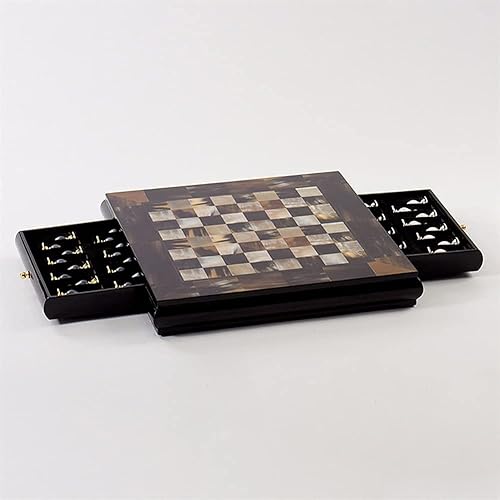 Miniatura 3 de Con palé de madera maciza cajón de almacenamiento interior juego de ajedrez hecho a mano piezas de ajedrez chapadas en metal 157 x 157 x 23 pulgadas