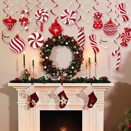 Christmas Peppermint Candy Hanging Decorations Christmas Candies Ceiling Hanging Swirls Xmas Party Ceiling Whirl Streamers For Home Winter Holiday Christmas Party Decor (Mixed Candies) #TOP4