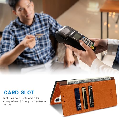 ZZXX for iPhone 16 Wallet Case Strong Magnetic 6.1 inch,Brown - image 4