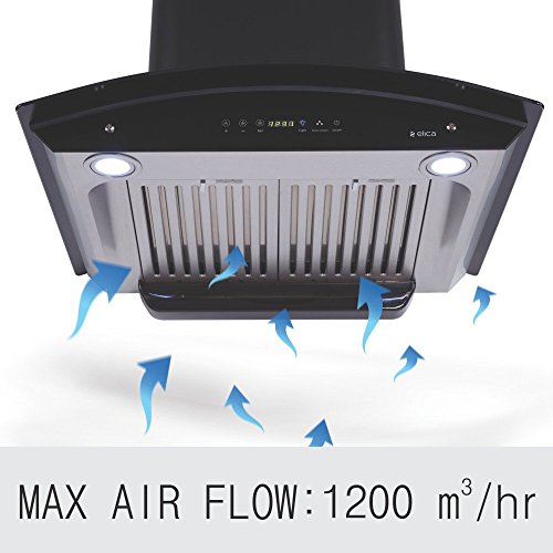 Image of Elica 60 cm 1200 m3 /hr Auto Clean Chimney (WD HAC TOUCH BF 60, 2 Baffle Filters, Touch Control, Black)