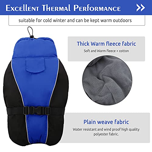 Dentrun Winter Warm Dog Coat Windproof Cozy Dog Jacket Cold Weather Thick Fleece Vest Water Repellent Apparel With Harness/Leash Hole & Reflective For Outdoor Small Medium Large Dogs #TOP2