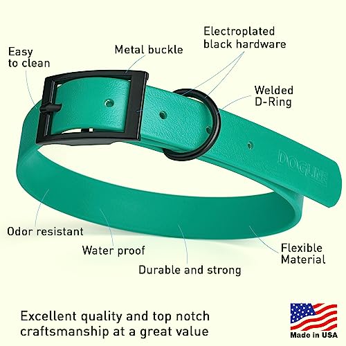 Dogline Biothane Waterproof Dog Collar Strong Coated Nylon Webbing With Black Hardware Odor- Proof For Easy Care Easy To Clean High Performance Fits Small Medium Or Large Dogs #TOP2