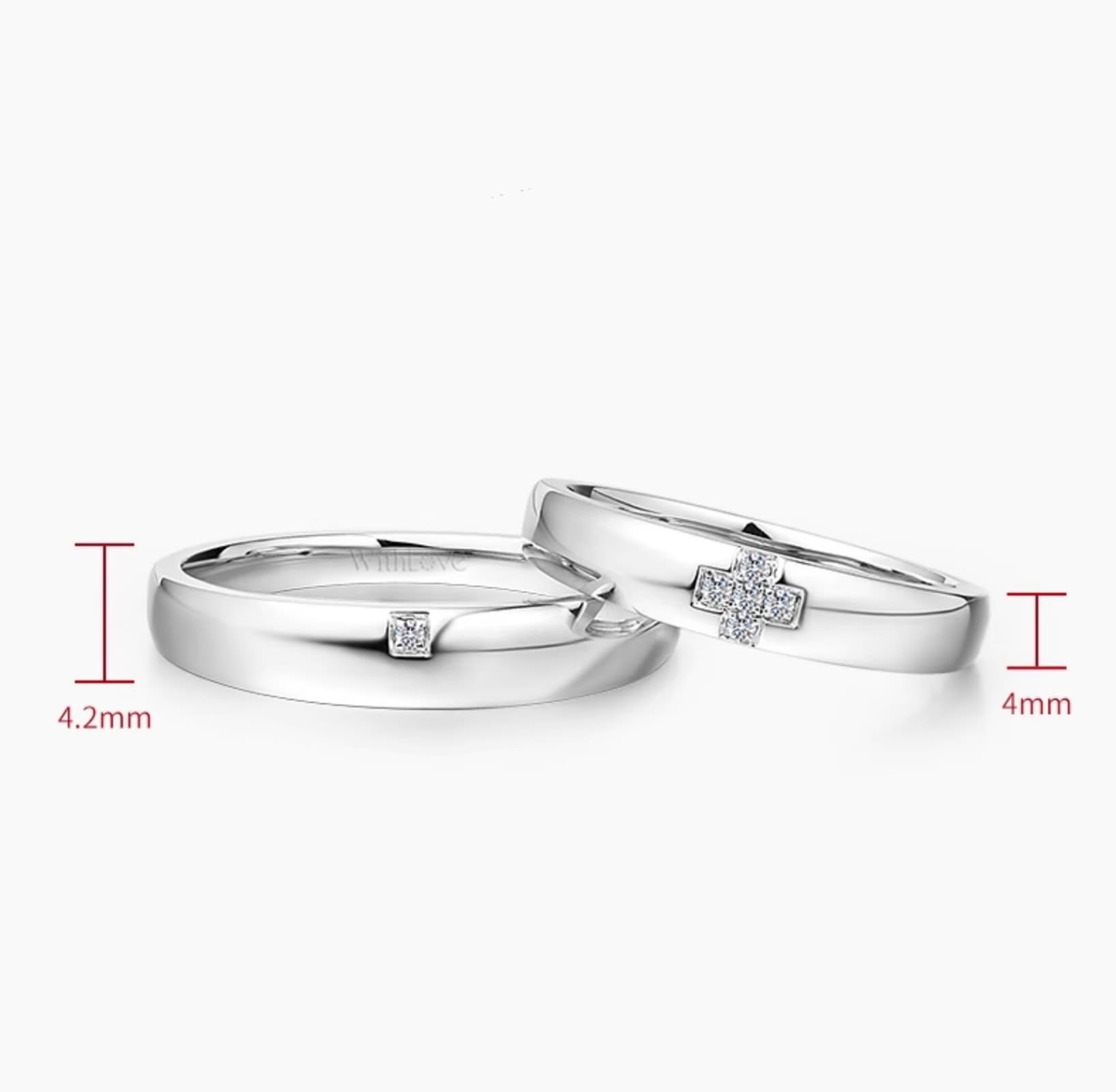 Alliances en or blanc 750 18 carats - Créées en laboratoire - Diamant classique - Taille 56 (17,8)