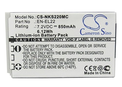 SPANN Bateria de substituição para Nikon 1 J4, 1 S2, número da peça: EN-EL22 7.2V