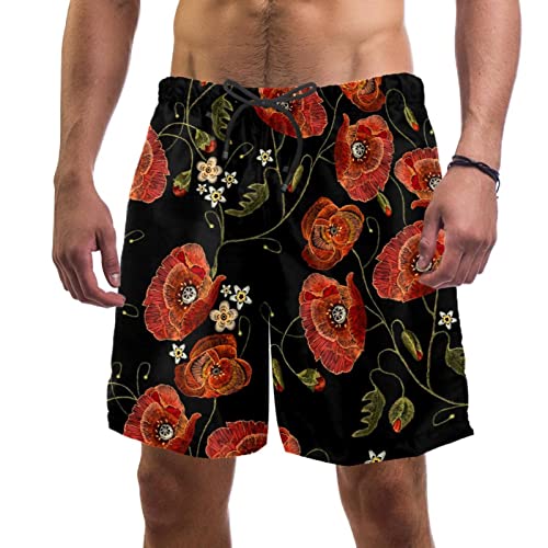 Maillots de bain pour hommes HadHfun à motif fleurs de pavot