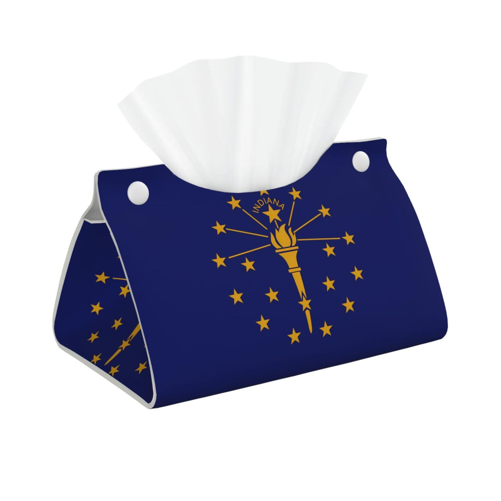 Indiana State Flag Rectangular Leather Tissue Box Cover, Folding Facial Tissue Holder Dispenser for Car